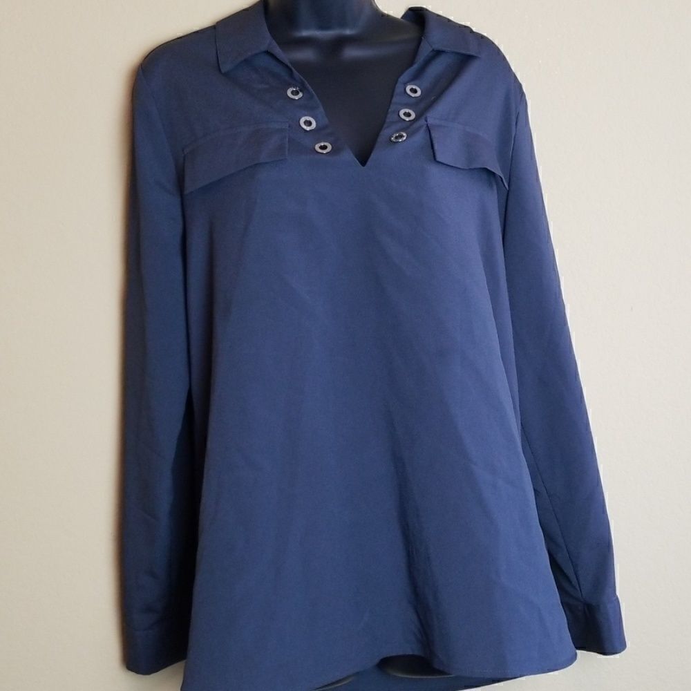 Calvin Klein Grey Grommet Blouse